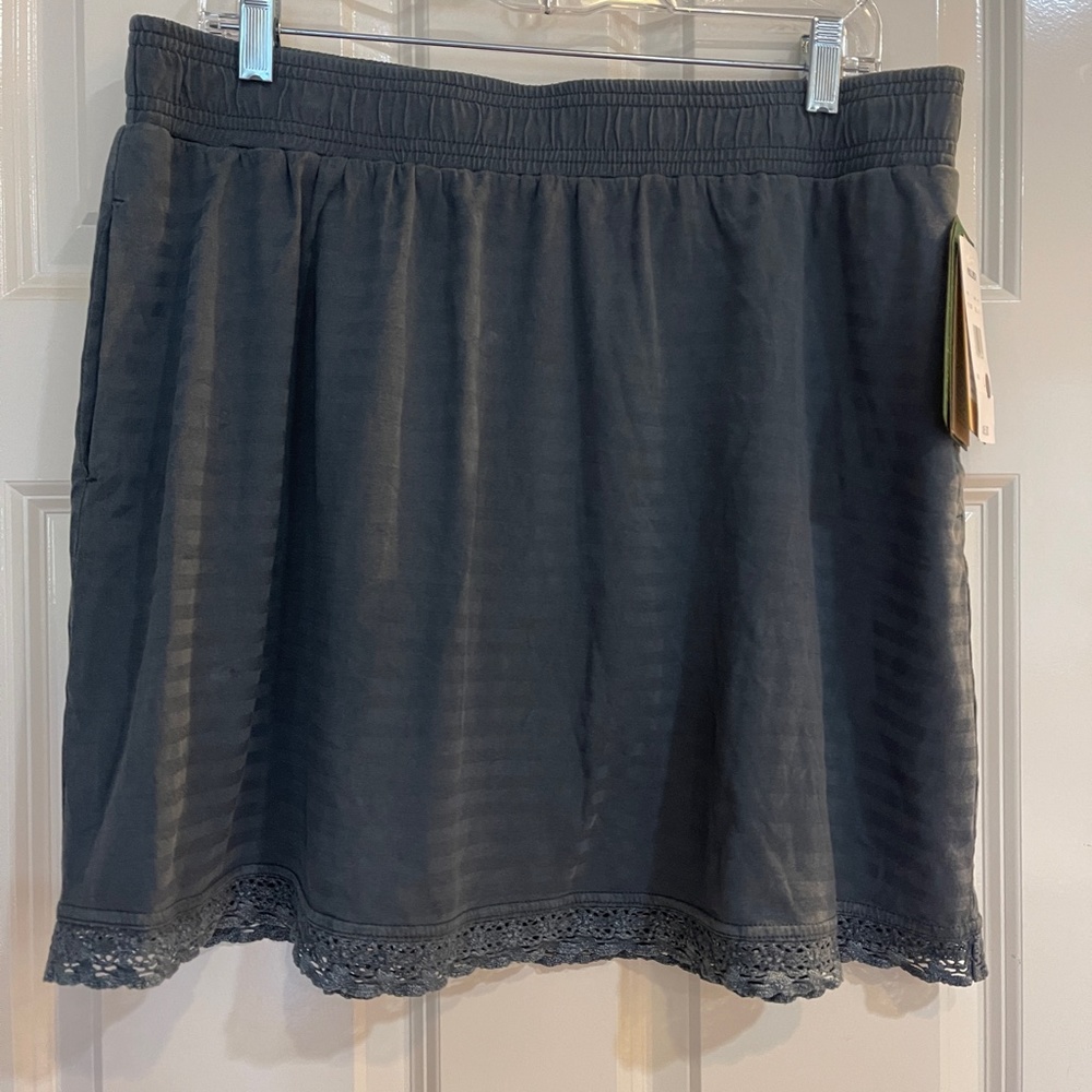 New Woolrich Meadow Forks Cotton Lace Trim Skirt Pockets Gray Size Large NWT